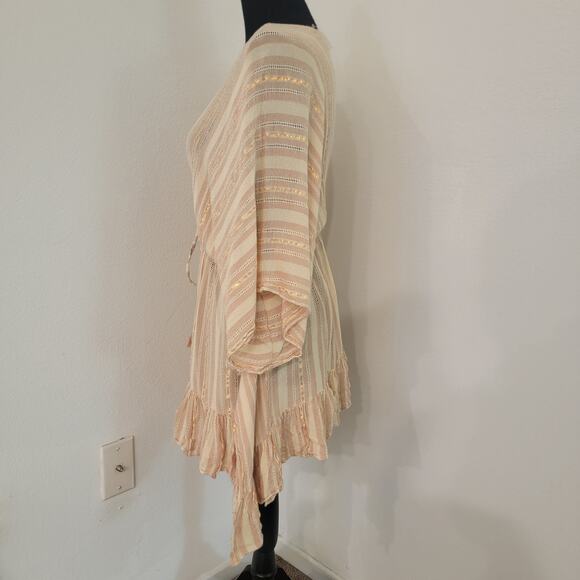 Steve Madden OS Peach Bohemian Cover Up Glitter Tunic Adjustable Resort Vacation - Picture 4 of 12